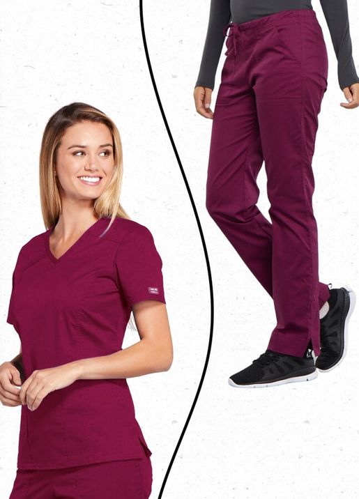 Zdravotnické oblečení - Kalhoty - HIT Dámský scrubs Cherokee vínový | medical-uniforms