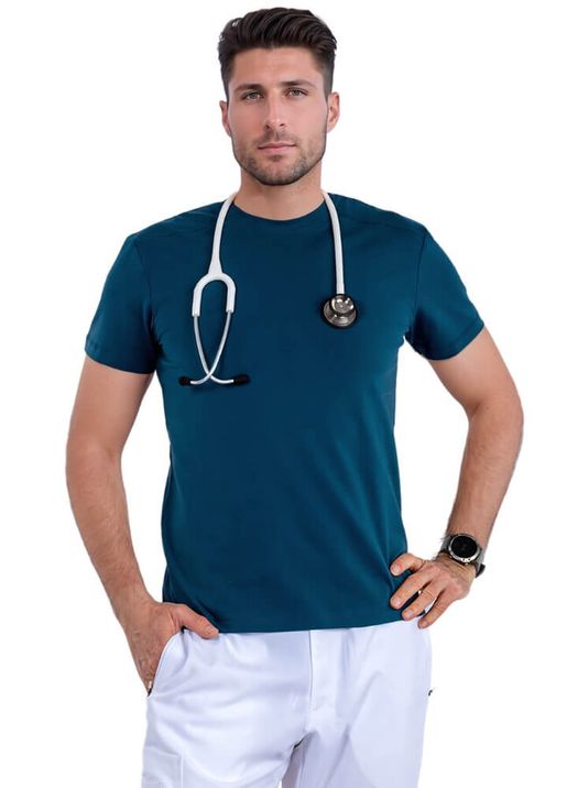 Zdravotnické oblečení - Medical - Elastické pánské tričko MEDICAL s krátkým rukávem - karibsky modré | medical-uniforms