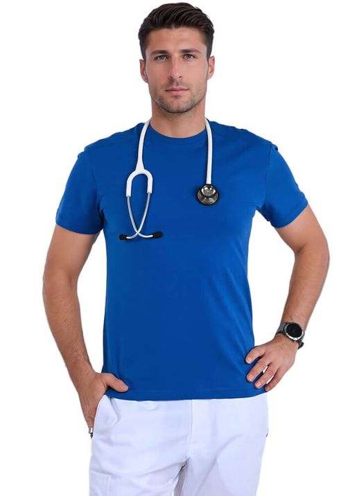 Zdravotnické oblečení - Medical - Elastické pánské tričko MEDICAL s krátkým rukávem - královsky modré | medical-uniforms