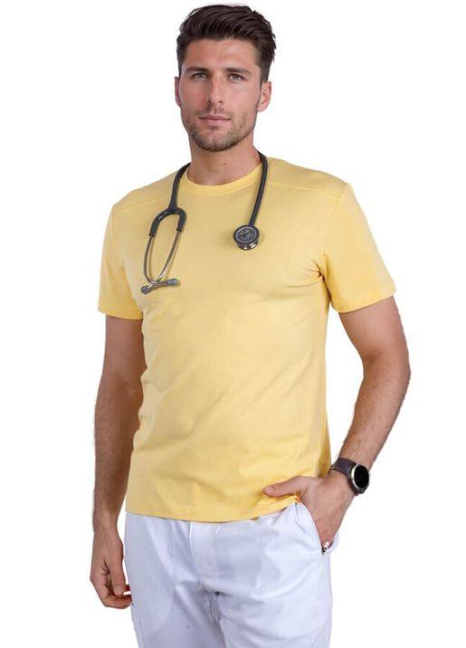 Zdravotnické oblečení - Medical - Elastické pánské tričko MEDICAL s krátkým rukávem - vanilka | medical-uniforms